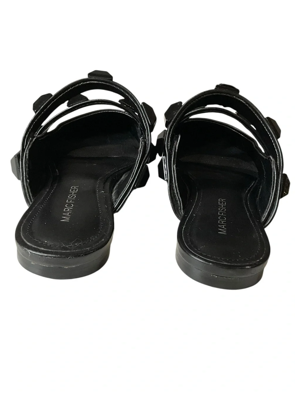 Marc Fisher Searli Black Pointed-Toe Studded Flat Slip-On Mules 6.5 - Picture 6 of 12
